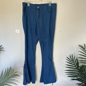 Chic Blue Flared Denim Trousers